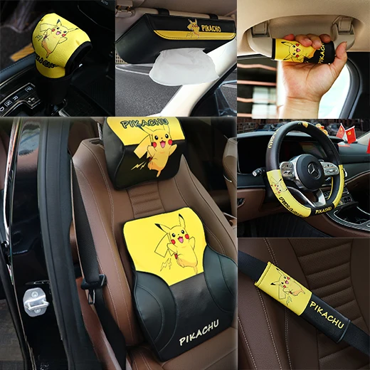 Pikachu Steering Wheel Cover Car Headrest Safety Belt Case Car Tissue Box Gear Lever Cover Memory Foam Lumbar Backrest Headrest
Pikachu Steering Wheel Cover Car Headrest Safety Belt Case Car Tissue Box Gear Lever Cover Memory Foam Lumbar Backrest Headrest