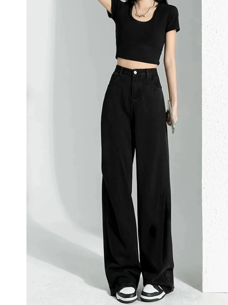 Spring Slim Loose Basic Simple Women Jeans Fashion Street Casual Woman Jeans Blue Black High Waist Chicly Pants Female
Spring Slim Loose Basic Simple Women Jeans Fashion Street Casual Woman Jeans Blue Black High Waist Chicly Pants Female