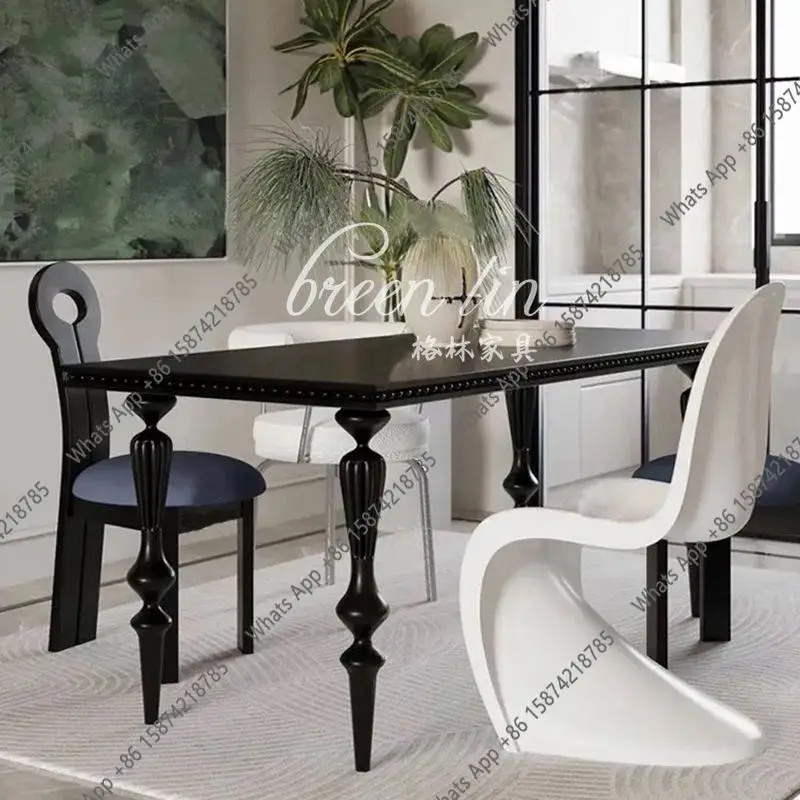 Винтажный обеденный стол из массива дерева, черный, в стиле лёгкой роскоши, квадратный, в стиле французского искусства, длинный, для дома.
Винтажный обеденный стол из массива дерева, черный, в стиле лёгкой роскоши, квадратный, в стиле французского искусства, длинный, для дома.