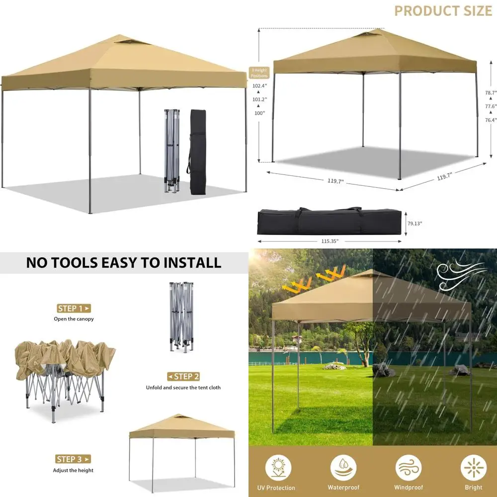 Portable 10x10 Outdoor Canopy Tent, Easy Setup Gazebo for Events, Parties, Camping, Brown
Portable 10x10 Outdoor Canopy Tent, Easy Setup Gazebo for Events, Parties, Camping, Brown