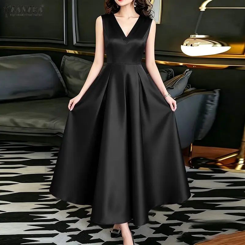 Stylish Elegant Party Dress 2026 ZANZEA Summer V Neck Sleeveless Tank Robe Women Satin Maxi Dresses A Line Pleated Work Sundress
Stylish Elegant Party Dress 2026 ZANZEA Summer V Neck Sleeveless Tank Robe Women Satin Maxi Dresses A Line Pleated Work Sundress