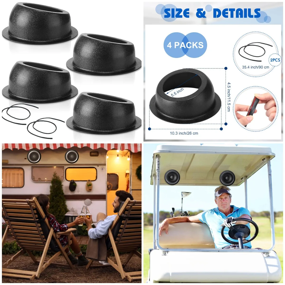 4 Pcs 6.5' Black Speaker Boxes with Rubber Strips, Universal Angled Enclosures for Door, Kick Panel, Rear Deck
4 Pcs 6.5' Black Speaker Boxes with Rubber Strips, Universal Angled Enclosures for Door, Kick Panel, Rear Deck