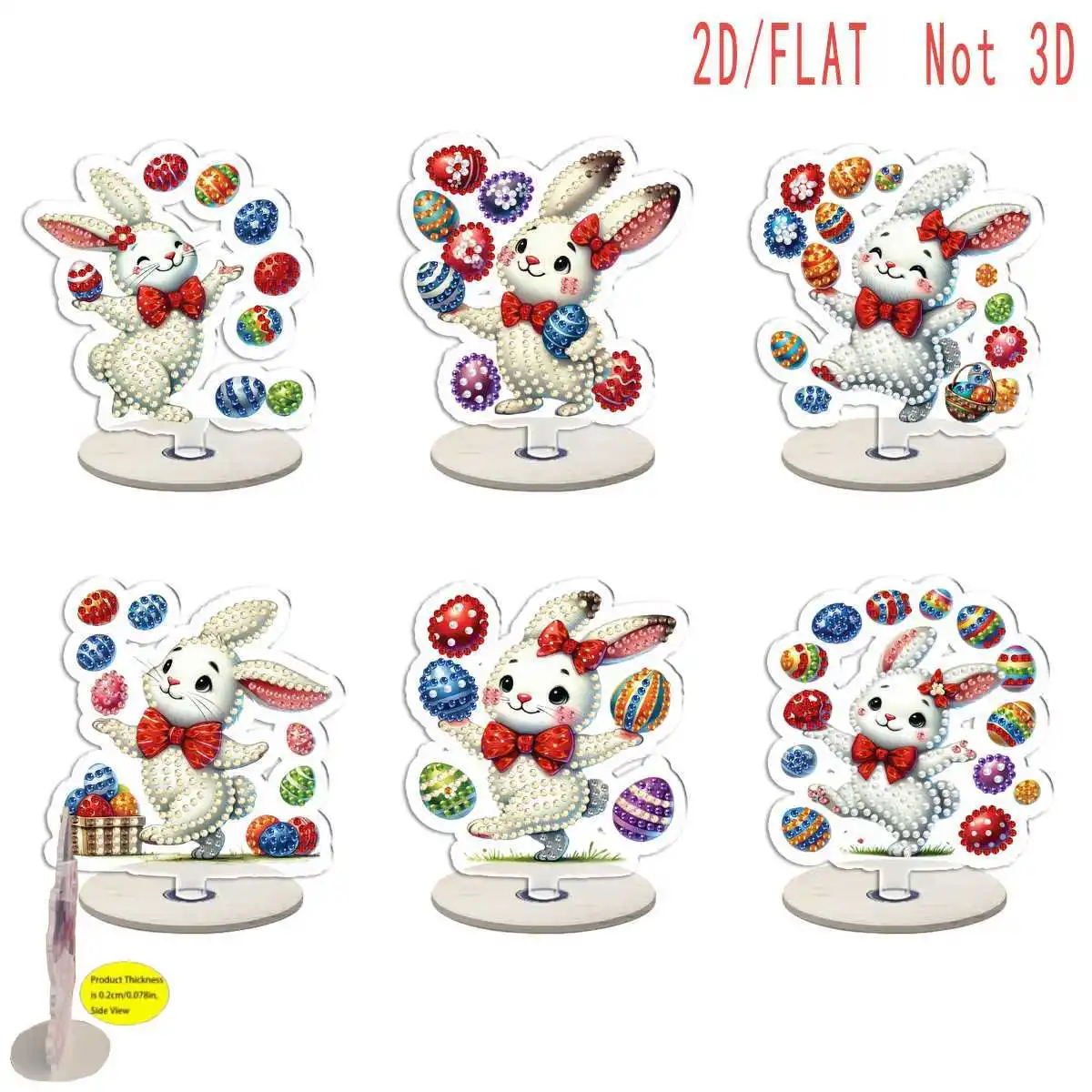 Six-piece diamond painting acrylic desktop ornament set with rotating base, featuring a rabbit playing with Easter eggs.
Six-piece diamond painting acrylic desktop ornament set with rotating base, featuring a rabbit playing with Easter eggs.