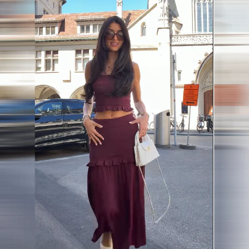 Women's 2 Piece Set Knitted Tube Top Maxi Skirt Outfit Ruffle Hem Crop Top Tiered Long Skirt Lady Summer Daily Casual Date Set
Women's 2 Piece Set Knitted Tube Top Maxi Skirt Outfit Ruffle Hem Crop Top Tiered Long Skirt Lady Summer Daily Casual Date Set