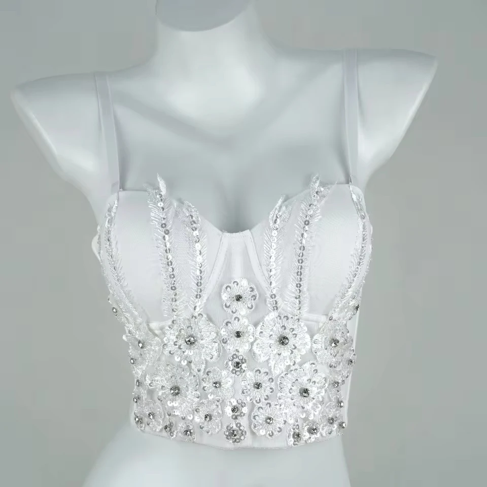 White Glitter Diamonds Sequins Flowers Halter Fishbone Corset Female Inner Can Girdle Shaping Top Thin Tight Bottoming Lace
White Glitter Diamonds Sequins Flowers Halter Fishbone Corset Female Inner Can Girdle Shaping Top Thin Tight Bottoming Lace