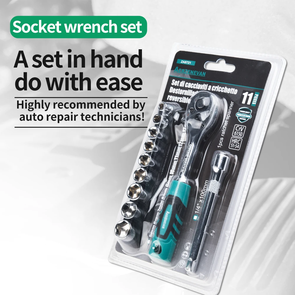 Набор торцевых ключей-трещоток 1/4 дюйма, 11 предметов, стандартный, 24 зубца, с удлинителем 100 мм, короткий торцевой ключ-трещотка для домашнего ремонта
Набор торцевых ключей-трещоток 1/4 дюйма, 11 предметов, стандартный, 24 зубца, с удлинителем 100 мм, короткий торцевой ключ-трещотка для домашнего ремонта