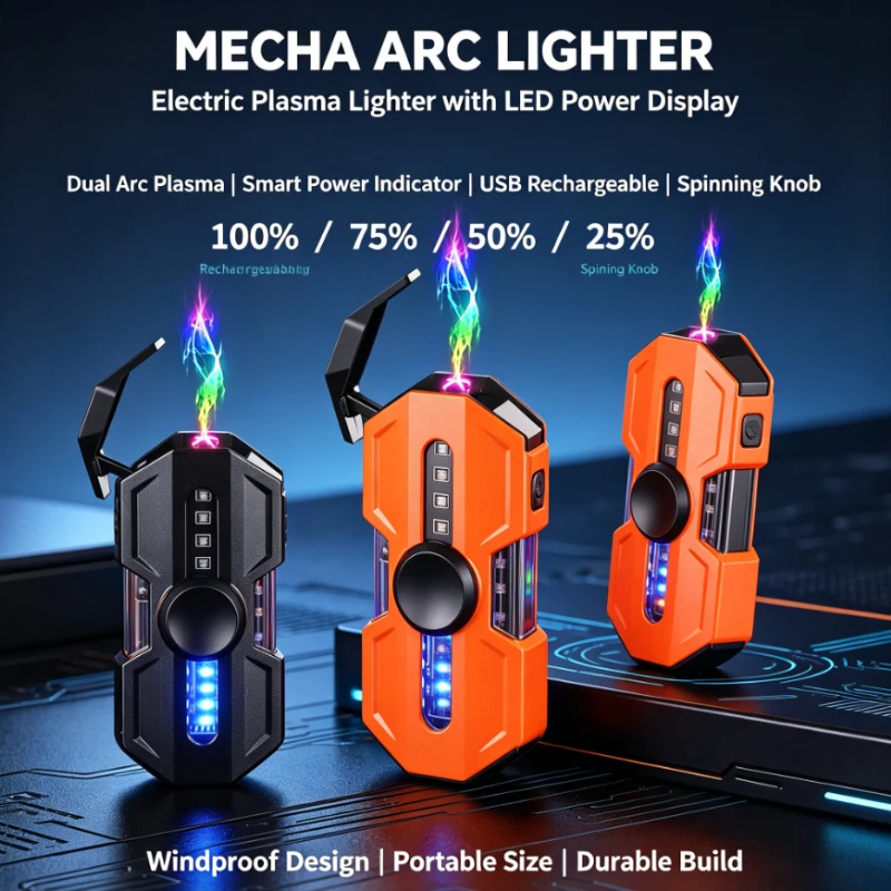 Fidget Spinner Dual Arc USB Lighter Type-C Fast Charge Windproof Plasma Lighter with Power Display Stress Relief EDC Gadget
Fidget Spinner Dual Arc USB Lighter Type-C Fast Charge Windproof Plasma Lighter with Power Display Stress Relief EDC Gadget