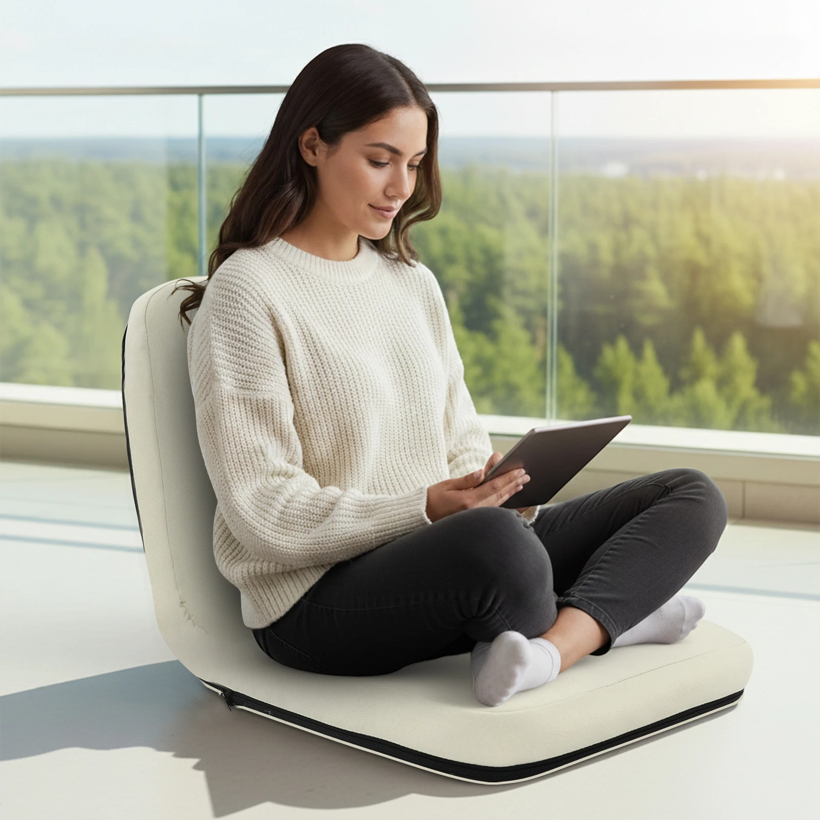Beige Floor Chair with Back Support, Adjustable Floor Chair, Foldable Meditation Seat For Sitting On The Floor, Cloth, Iron
Beige Floor Chair with Back Support, Adjustable Floor Chair, Foldable Meditation Seat For Sitting On The Floor, Cloth, Iron