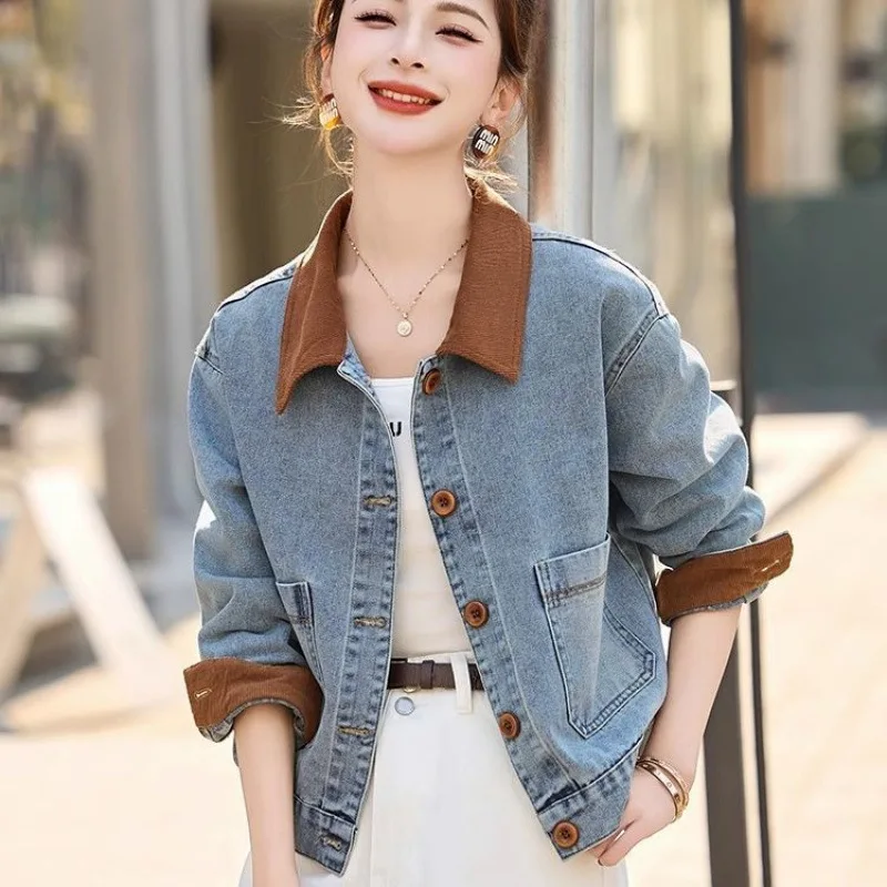 2025 New Autumn Retro Contrast Short Stitching Denim Jacket Women Casual All-Match Loose Ladies Jeans Jacket Female Outwear
2025 New Autumn Retro Contrast Short Stitching Denim Jacket Women Casual All-Match Loose Ladies Jeans Jacket Female Outwear