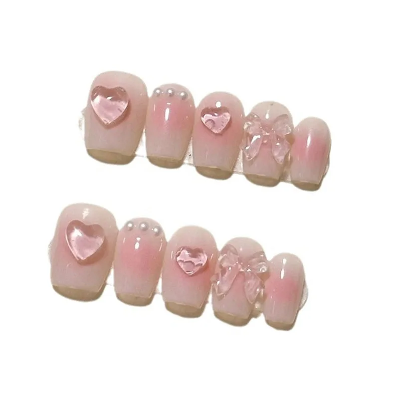 10Pcs Pink Heart with Bow Press On Nails Short Oval 3D Fake Nails Reusable Full Cover Sweet Nails for Women and Girls Daily
10Pcs Pink Heart with Bow Press On Nails Short Oval 3D Fake Nails Reusable Full Cover Sweet Nails for Women and Girls Daily