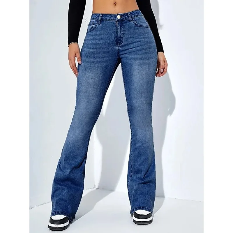 Женские джинсы с высокой талией, эластичные удобные расклешенные брюки, джинсовые брюки
Женские джинсы с высокой талией, эластичные удобные расклешенные брюки, джинсовые брюки