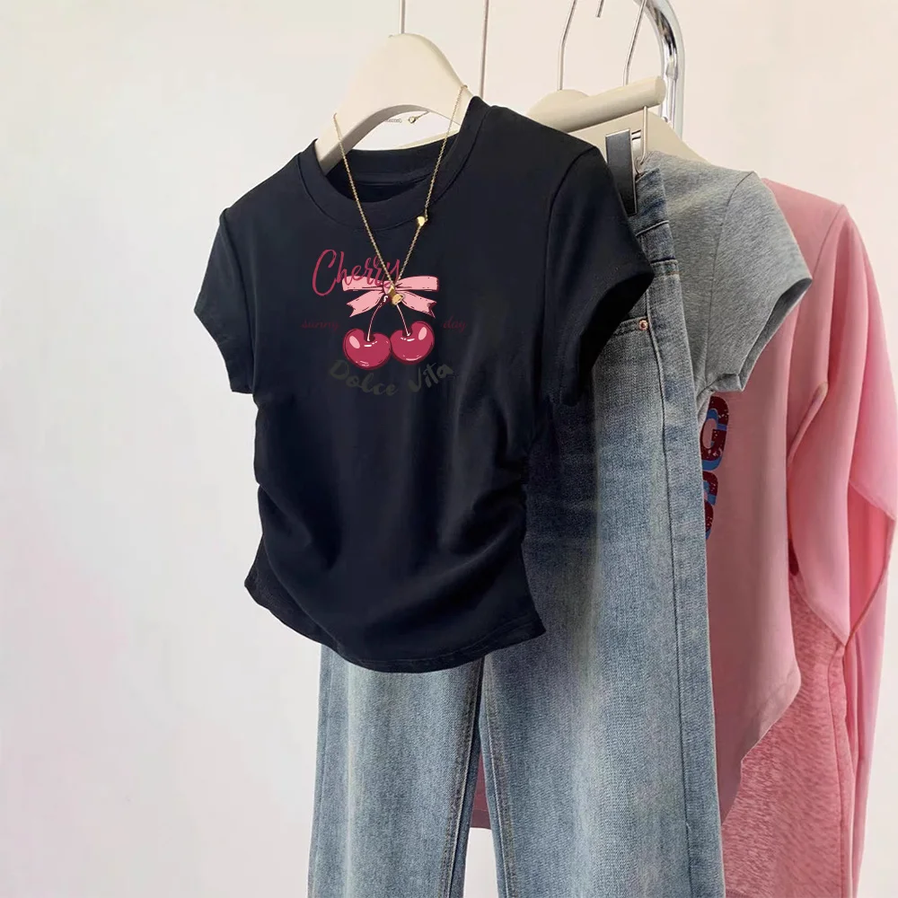 2025 Women's T-shirt Slim Korean O-neck Tees Y2k Stylish Comfortable Spring Summer Fashion Tops Female Short Sleeve T-Shirts
2025 Women's T-shirt Slim Korean O-neck Tees Y2k Stylish Comfortable Spring Summer Fashion Tops Female Short Sleeve T-Shirts