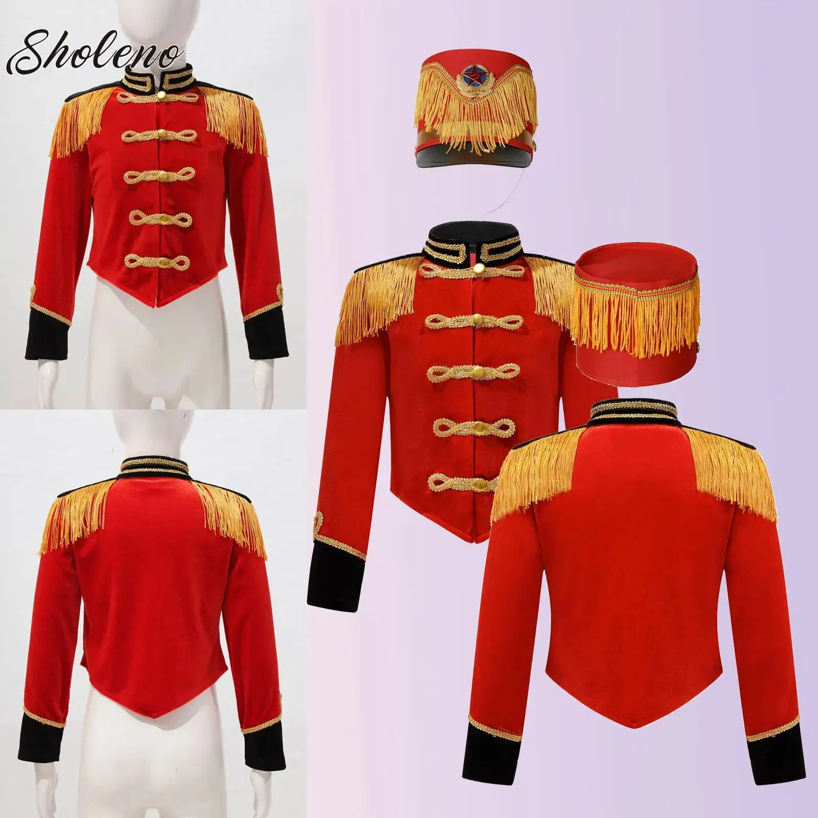 Girls Boys Drum Major Team Uniform Drummer Performance Costume Marching Band Tassel Jacket And Hat Nutcrackers Clothes Set
Girls Boys Drum Major Team Uniform Drummer Performance Costume Marching Band Tassel Jacket And Hat Nutcrackers Clothes Set