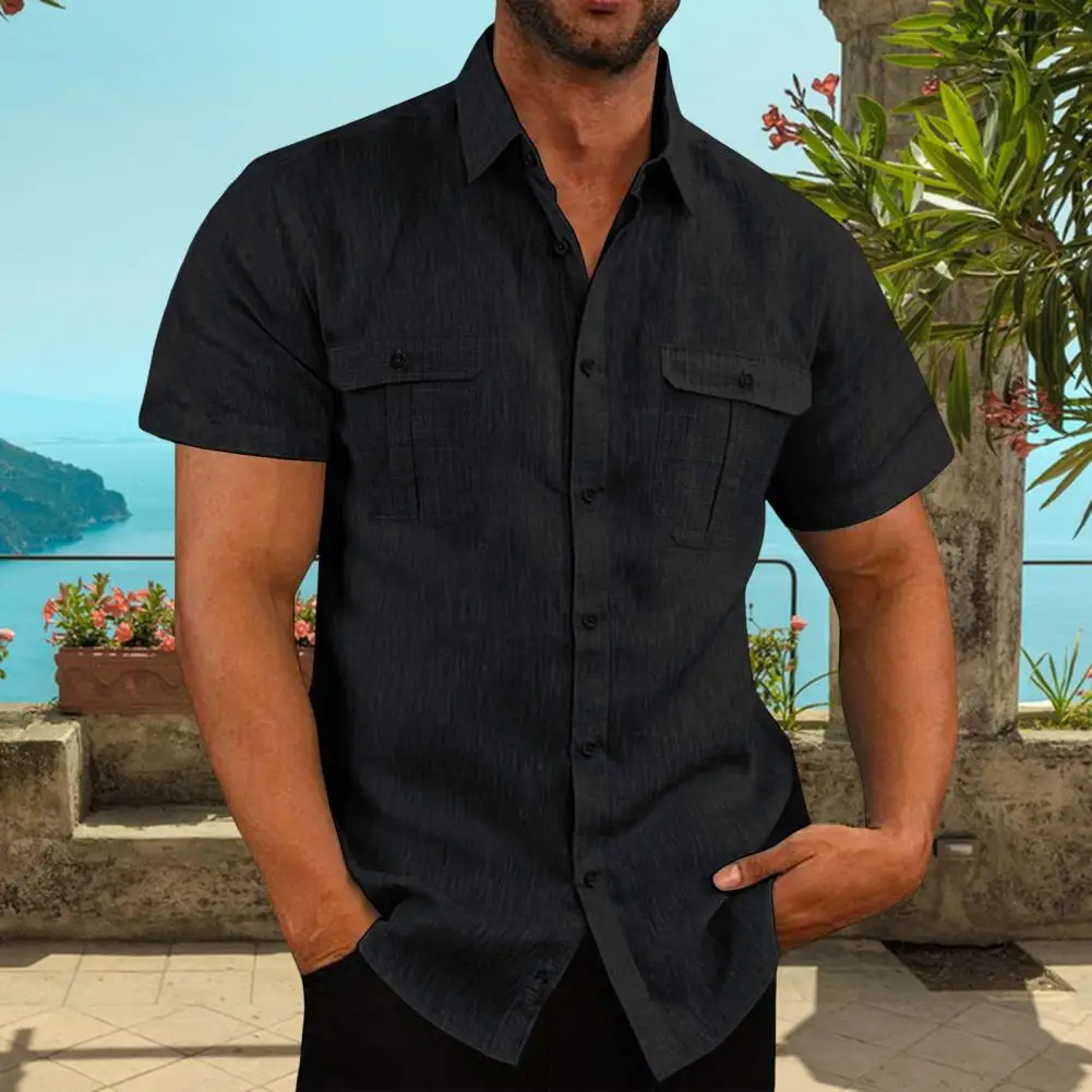 Men Beach Shirt Men's Solid Color Summer Shirt with Chest Pockets Turn-down Collar Lightweight Breathable Stylish Business Beach
Men Beach Shirt Men's Solid Color Summer Shirt with Chest Pockets Turn-down Collar Lightweight Breathable Stylish Business Beach