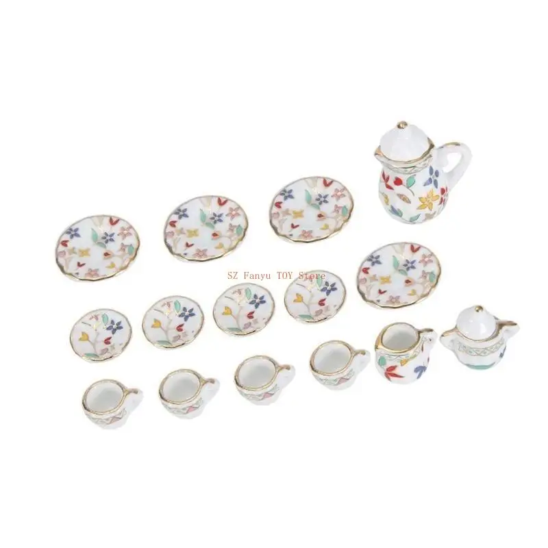 96GC 15Pcs Dollhouses Kitchen Accessories Miniatures Dollhouses Porcelain Teacup Set
96GC 15Pcs Dollhouses Kitchen Accessories Miniatures Dollhouses Porcelain Teacup Set