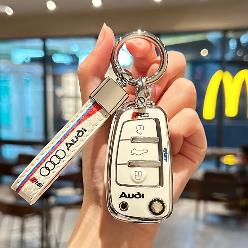 TPU Car Flip Remote Key Case Cover Protector Shell Fob for Audi A1 A3 A6 A6L Q2 Q3 Q7 TTS R8 S6 RS3 Auto Keychain Accessories
TPU Car Flip Remote Key Case Cover Protector Shell Fob for Audi A1 A3 A6 A6L Q2 Q3 Q7 TTS R8 S6 RS3 Auto Keychain Accessories