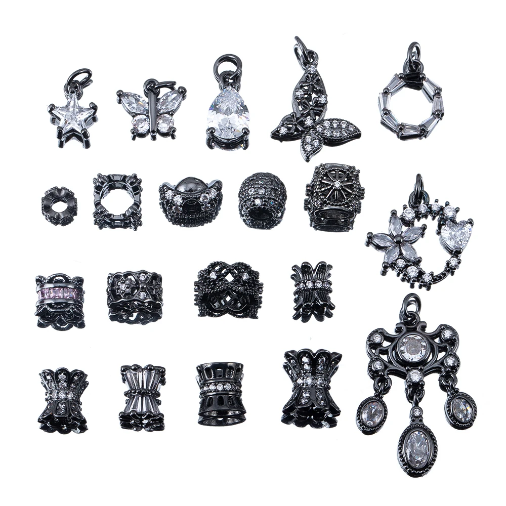 1pcs/lot Copper gun black Various styles Zircon inlaid bead fittings pendant Charms to make DIY bracelet necklace accessories
1pcs/lot Copper gun black Various styles Zircon inlaid bead fittings pendant Charms to make DIY bracelet necklace accessories
