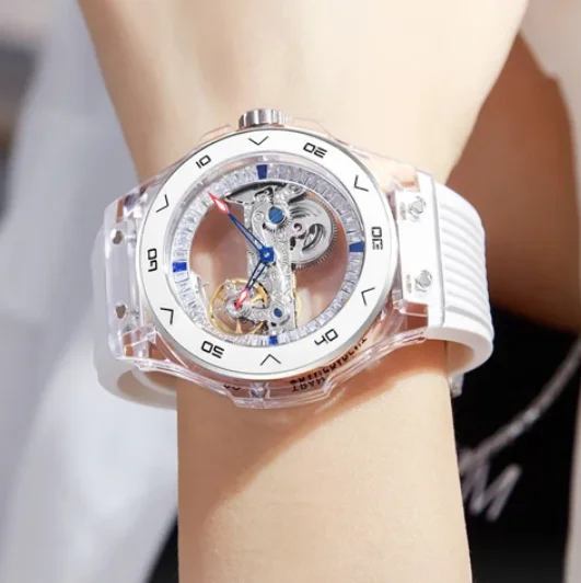 HANBORO Women Automatic Watch 41.5mm Ladies Mechanical Wristwatch Waterproof Transparent Acrylic Case Skeleton Dial
HANBORO Women Automatic Watch 41.5mm Ladies Mechanical Wristwatch Waterproof Transparent Acrylic Case Skeleton Dial