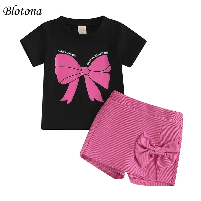 Blotona Toddler Girls Summer 2 Piece Outfits Short Sleeve O Neck Bow Print T-shirt Tops Skirted Shorts Sets
Blotona Toddler Girls Summer 2 Piece Outfits Short Sleeve O Neck Bow Print T-shirt Tops Skirted Shorts Sets