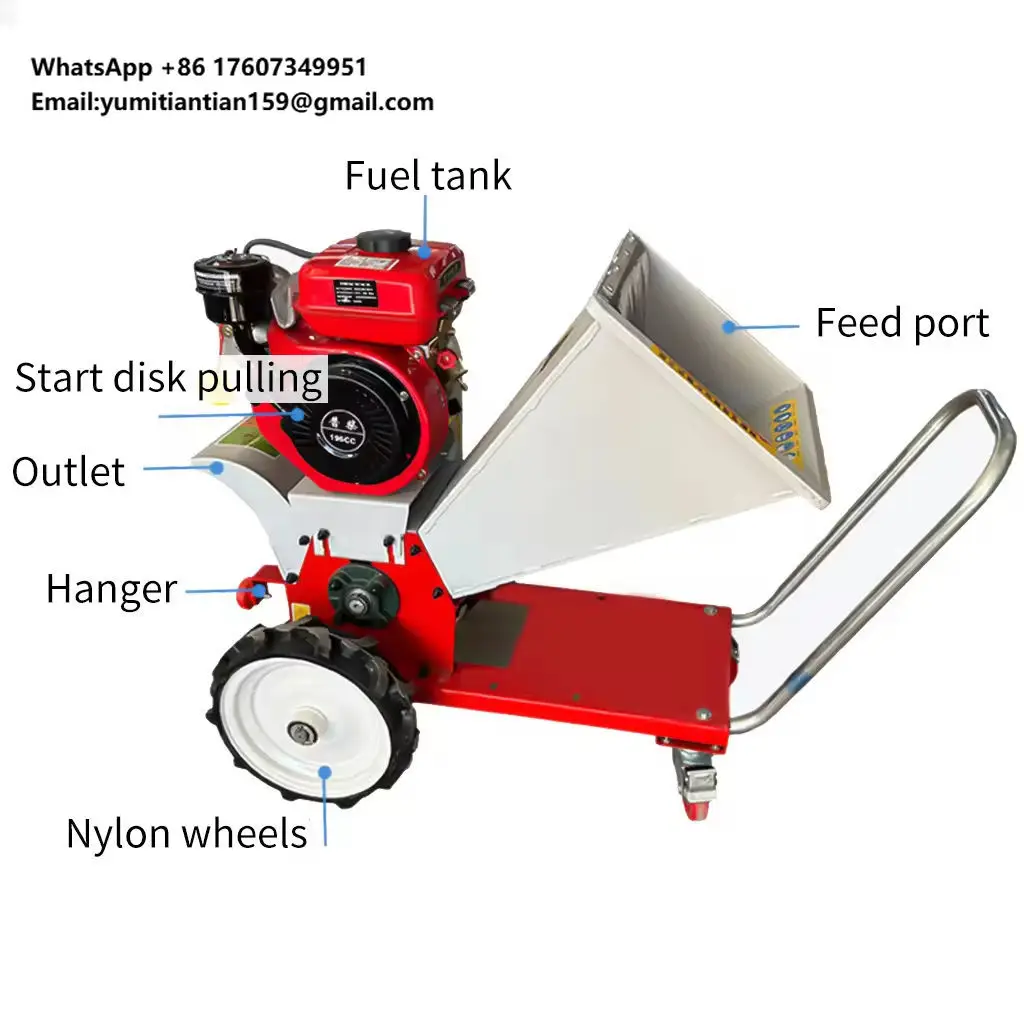 High Output Gasline Wood Chipper Tree Branch Mulcher Crusher with Blade Cutter for Forestry Wor
High Output Gasline Wood Chipper Tree Branch Mulcher Crusher with Blade Cutter for Forestry Wor