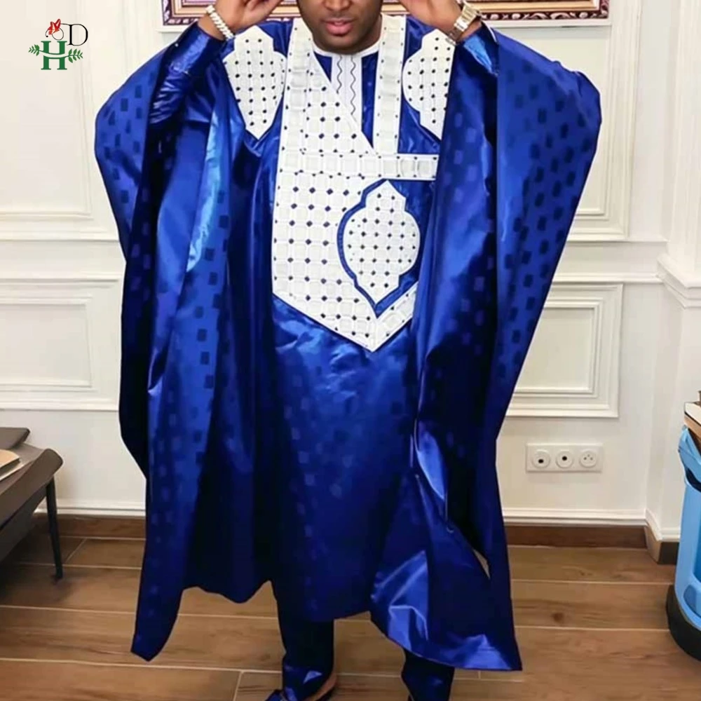 New Blue African Clothes For Men Traditional Clothing Embroidered 3 Pcs Bazin Rich Thobe Shirt Pant Suit Wedding Party Set Dubai
New Blue African Clothes For Men Traditional Clothing Embroidered 3 Pcs Bazin Rich Thobe Shirt Pant Suit Wedding Party Set Dubai