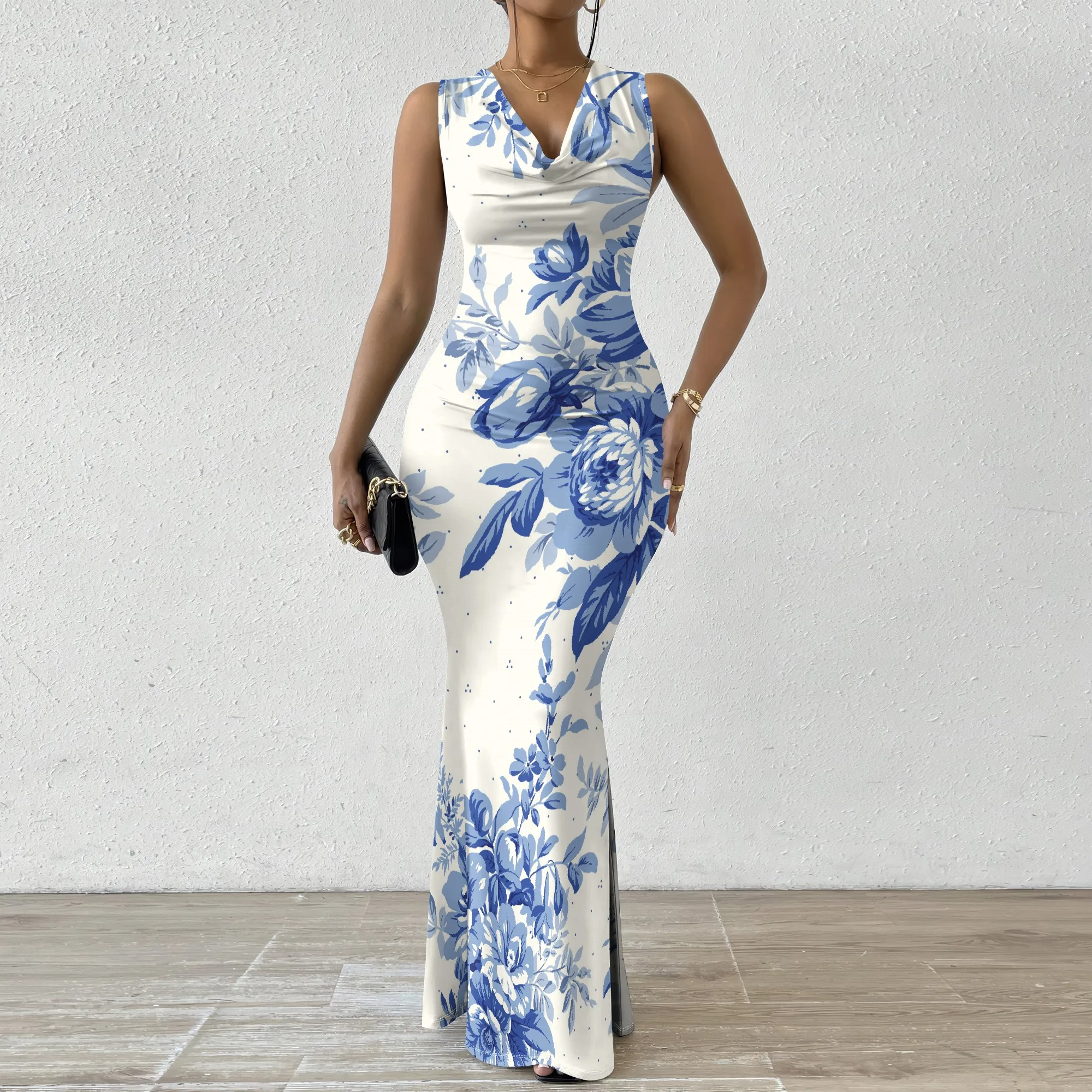 Blue Floral Print Bodycon Maxi Dress XS-2XL - Elegant Dress for Spring Weddings, Garden Parties & Formal Events
Blue Floral Print Bodycon Maxi Dress XS-2XL - Elegant Dress for Spring Weddings, Garden Parties & Formal Events
