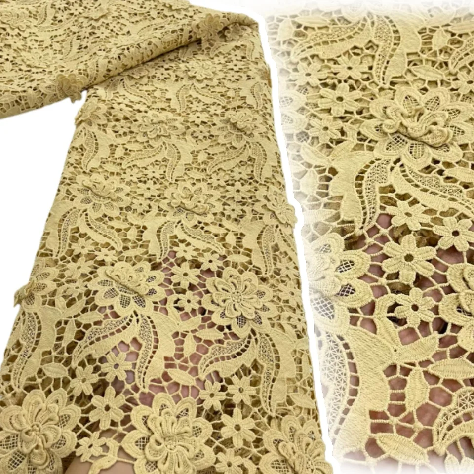 Желтая африканская нигерийская кружевная ткань высокого качества с вышивкой, водорастворимая тюль, свадебное платье, гипюровые блестки, 5 ярдов, 2047
Желтая африканская нигерийская кружевная ткань высокого качества с вышивкой, водорастворимая тюль, свадебное платье, гипюровые блестки, 5 ярдов, 2047
