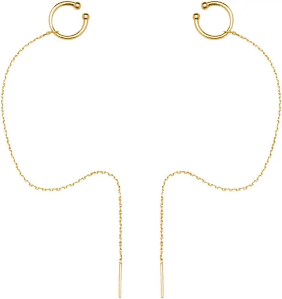 Sterling Silver Cuff Earrings and Chain for Women - Crawler and Wrap Climber Earrings
Sterling Silver Cuff Earrings and Chain for Women - Crawler and Wrap Climber Earrings