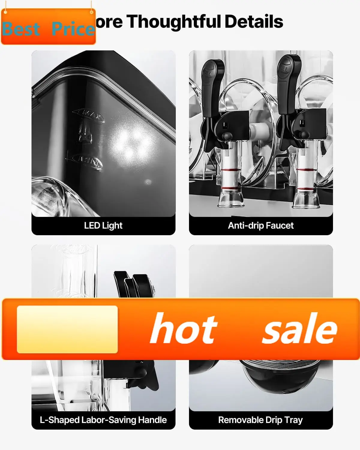 Commercial Slushy Machine, 15Lx3 Triple Tank Margarita Machine, 180 Cups Stainless Steel Margarita Smoothie Frozen Drink Machine
Commercial Slushy Machine, 15Lx3 Triple Tank Margarita Machine, 180 Cups Stainless Steel Margarita Smoothie Frozen Drink Machine
