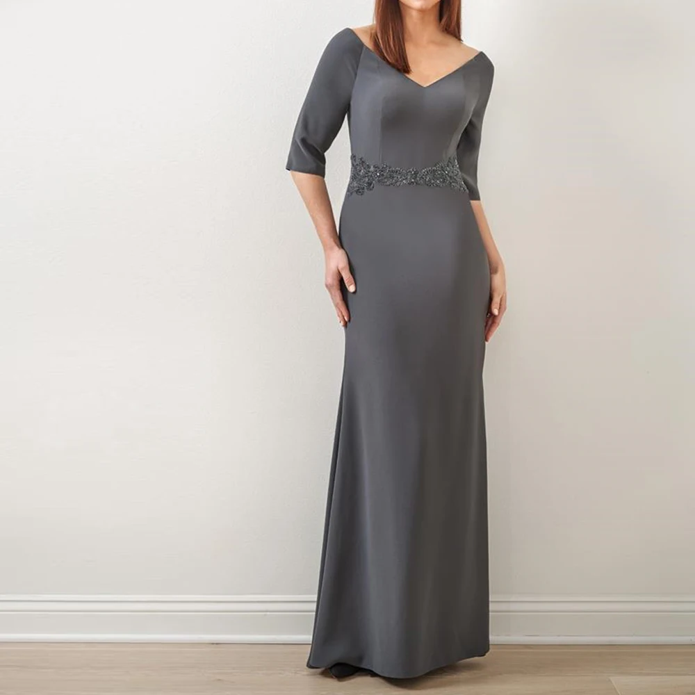 Customized Classic Straight Floor Length V-Neck Jersey Half Sleeves Crystal Pleats Evening Dress Fashion vestidos para mujer
Customized Classic Straight Floor Length V-Neck Jersey Half Sleeves Crystal Pleats Evening Dress Fashion vestidos para mujer
