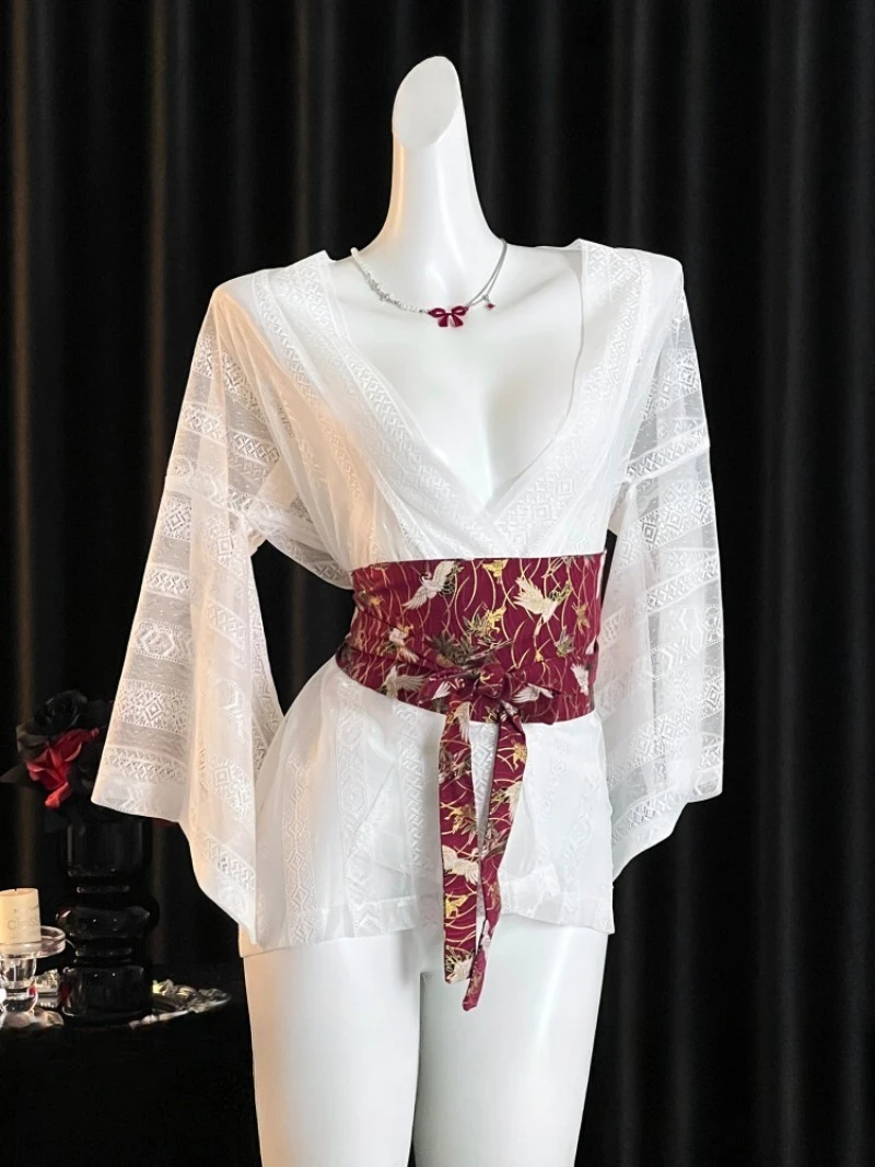 Japanese Kimono Mesh Bathrobe for Women,Deep V See-through Nightwear,Romantic Pure Desire Outfit,Sexy Floral Lace Lingerie
Japanese Kimono Mesh Bathrobe for Women,Deep V See-through Nightwear,Romantic Pure Desire Outfit,Sexy Floral Lace Lingerie