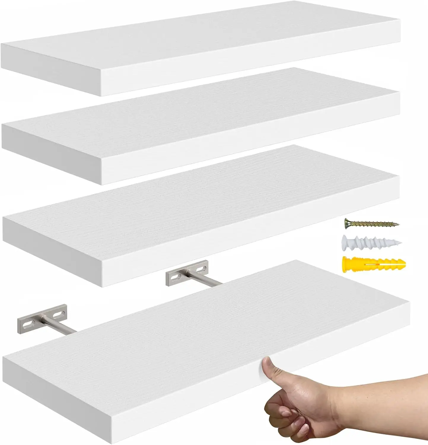 16’’White Floating Shelves for Wall Set of 4,Rustic Wood Shelf for Room Decor/Storage/Display,Small Bookshelf,Wall Mo
16’’White Floating Shelves for Wall Set of 4,Rustic Wood Shelf for Room Decor/Storage/Display,Small Bookshelf,Wall Mo