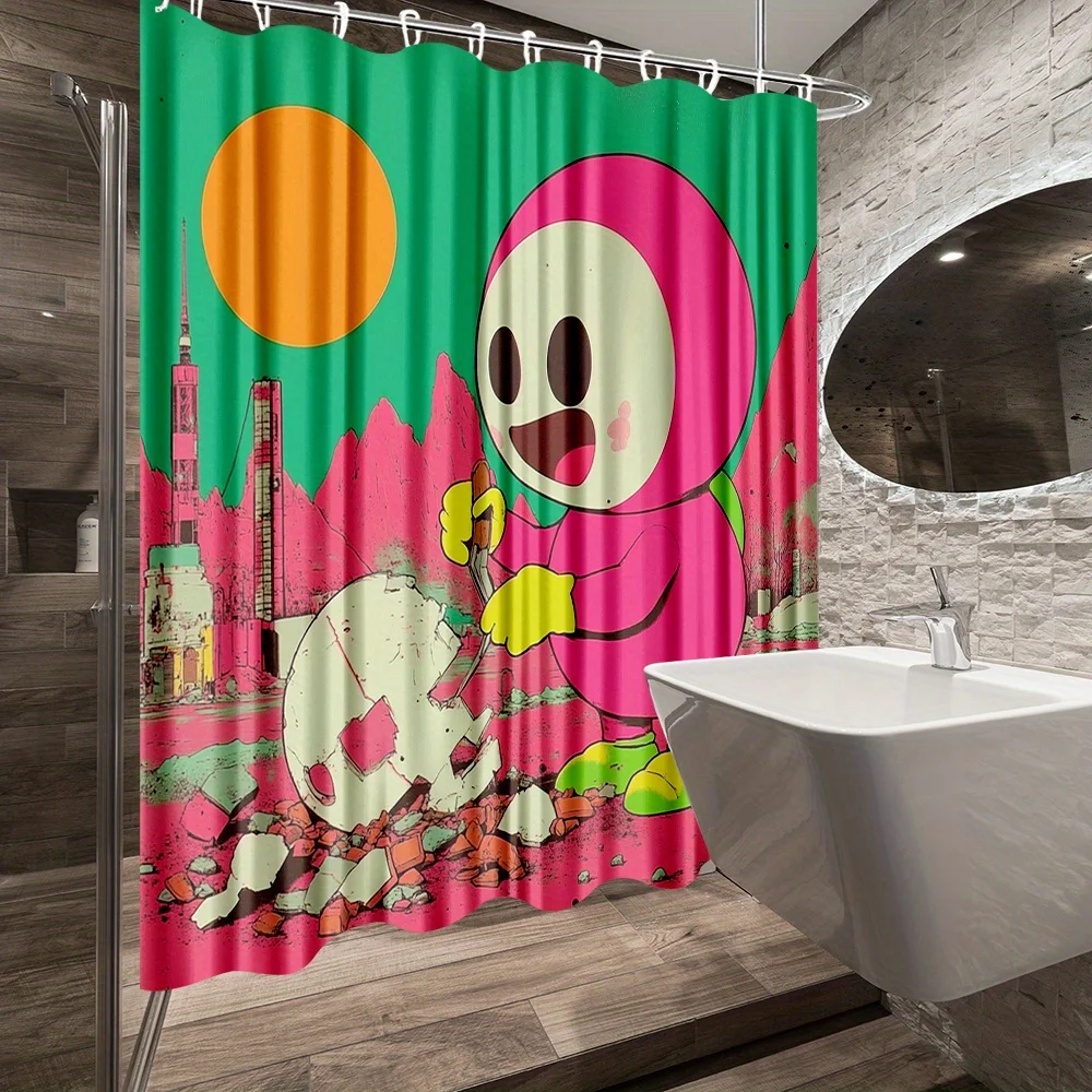 Playful Cartoon Character Print Waterproof Shower Curtain for Bathroom, Fun Urban Design High-End Toilet Partition Curtain
Playful Cartoon Character Print Waterproof Shower Curtain for Bathroom, Fun Urban Design High-End Toilet Partition Curtain