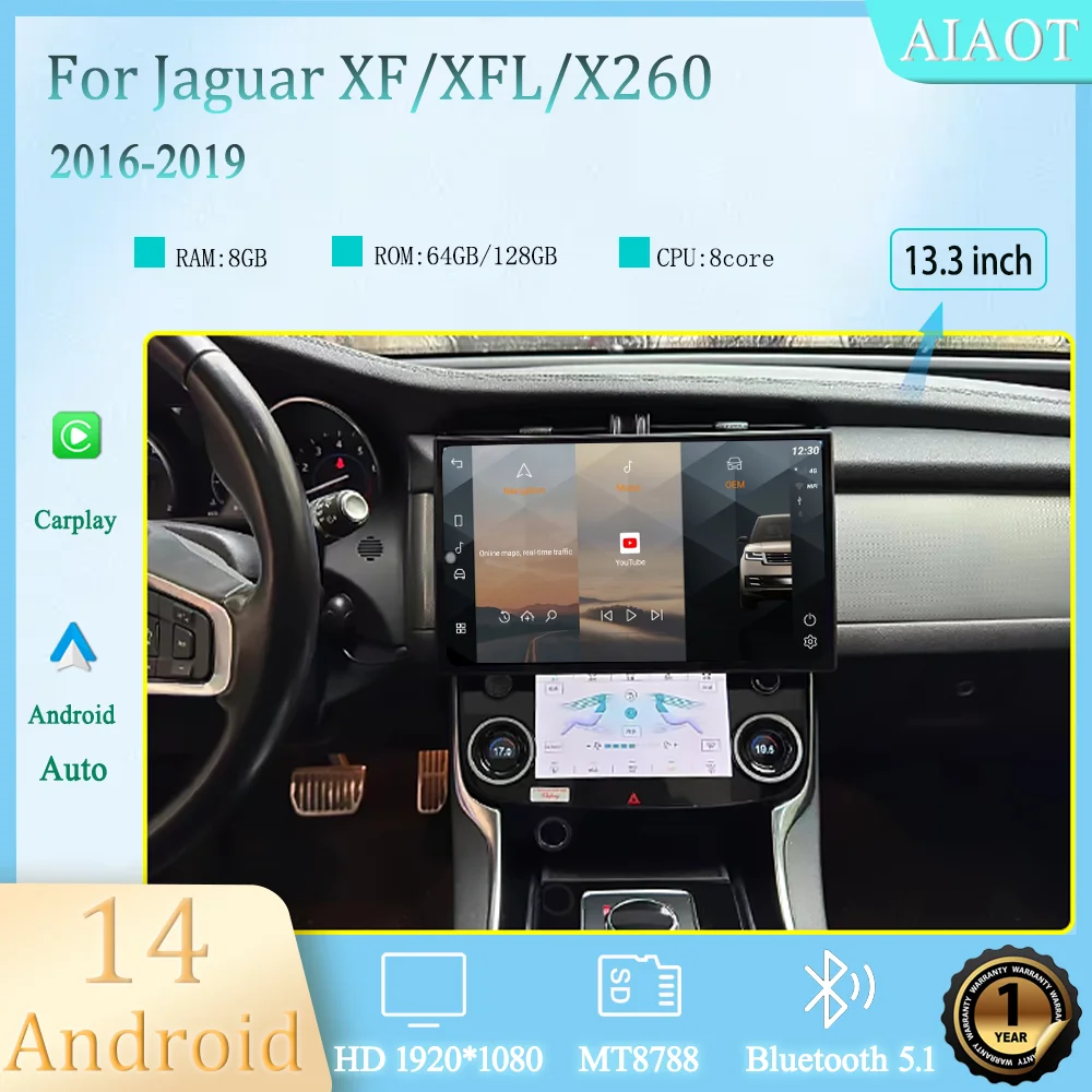 13.3inch Android14 2016-2019 For JaguarXF/XFL/X260 Car MediaPlayer CarPlay GPS Radio WIFI Navigation Support original system 
13.3inch Android14 2016-2019 For JaguarXF/XFL/X260 Car MediaPlayer CarPlay GPS Radio WIFI Navigation Support original system