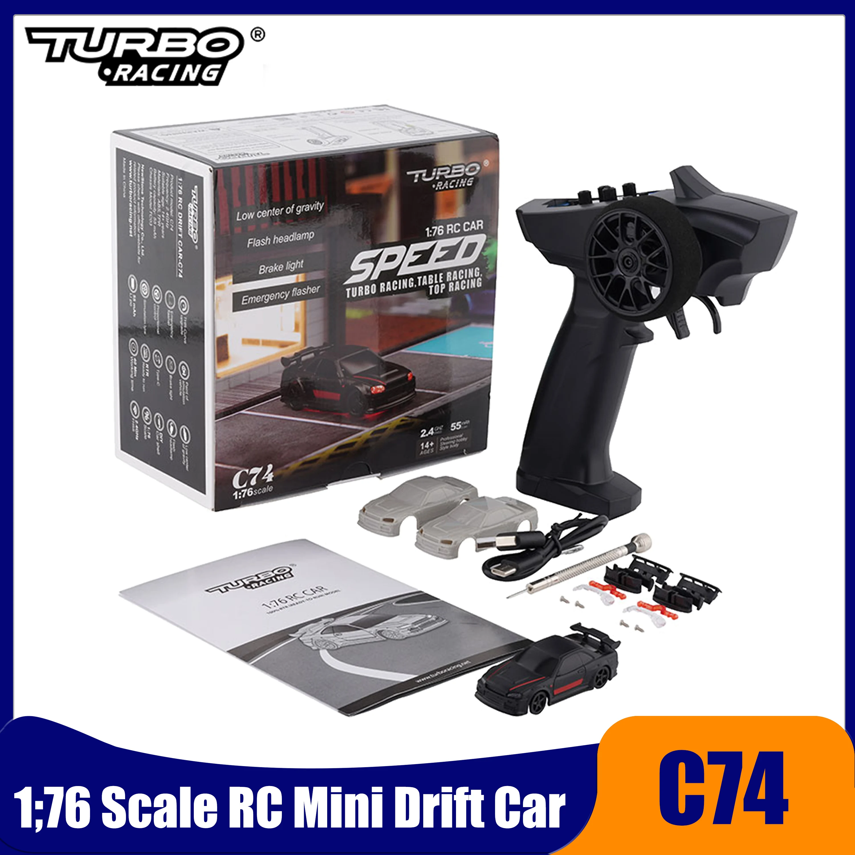 Turbo Racing 1:76 C74 Drift RC Mini Racing Car with Gyro Radio Full Proportional 4CH Remote Control RTR Kit Desktop Toy Gifts
Turbo Racing 1:76 C74 Drift RC Mini Racing Car with Gyro Radio Full Proportional 4CH Remote Control RTR Kit Desktop Toy Gifts