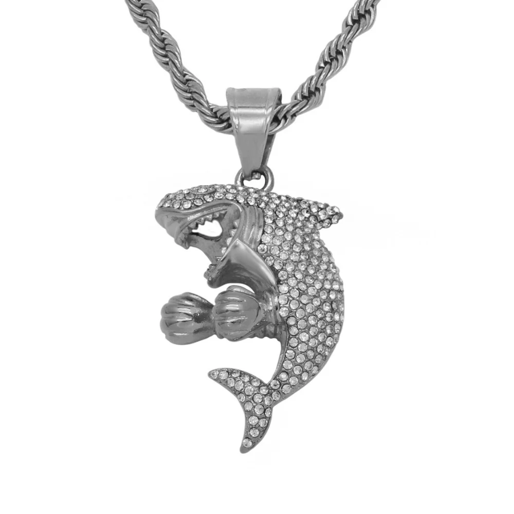 Fashion Zircon Inlaid Shark Pendant Necklace Charming Men's Necklace New Hip Hop Rock Accessories Punk Jewelry Wholesale
Fashion Zircon Inlaid Shark Pendant Necklace Charming Men's Necklace New Hip Hop Rock Accessories Punk Jewelry Wholesale