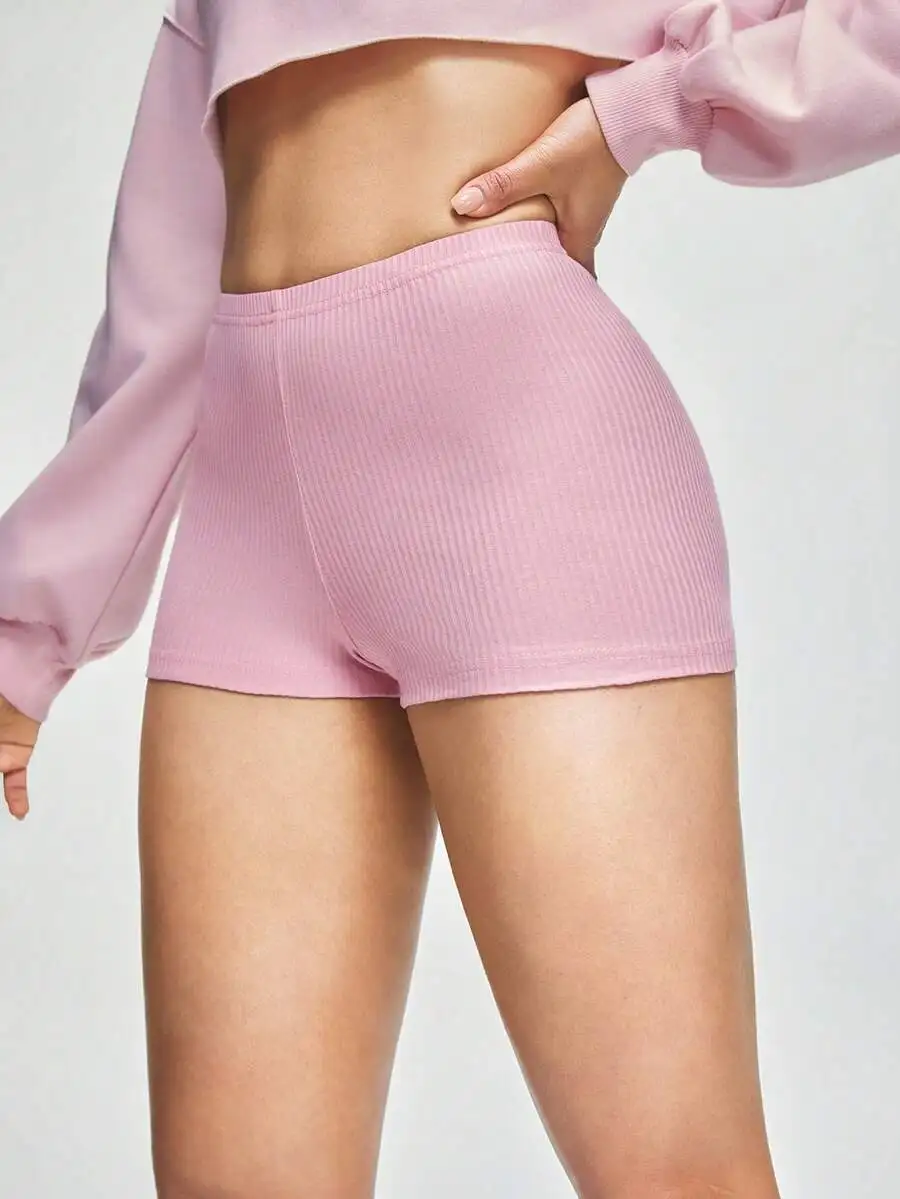 Women Solid Color Elastic Waist Ribbed Lounge Shorts Comfortable Pajama Shorts
Women Solid Color Elastic Waist Ribbed Lounge Shorts Comfortable Pajama Shorts