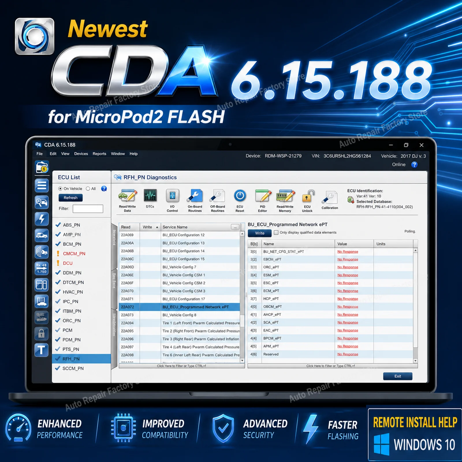 CDA6.15.188 Chry-sler Diagnostic Engineering Software CDA 6.15 for MicroPod2 FLASH Downloader VIN EDITING DODGE CHRYSLER JEEP
CDA6.15.188 Chry-sler Diagnostic Engineering Software CDA 6.15 for MicroPod2 FLASH Downloader VIN EDITING DODGE CHRYSLER JEEP