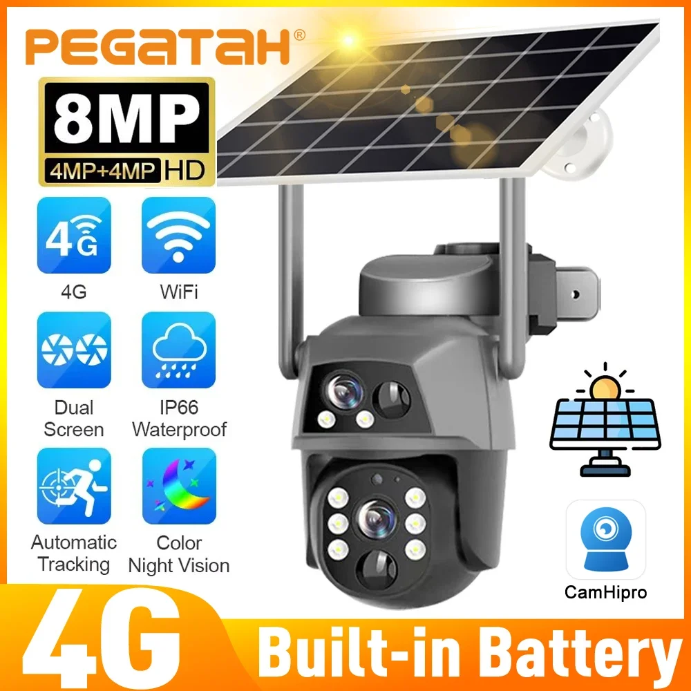 4G Solar Security Camera 8MP 4K Outdoor PTZ Dual Lens WiFi Surveillance Human Detection Auto Tracking Built-in Battery CCTV
4G Solar Security Camera 8MP 4K Outdoor PTZ Dual Lens WiFi Surveillance Human Detection Auto Tracking Built-in Battery CCTV