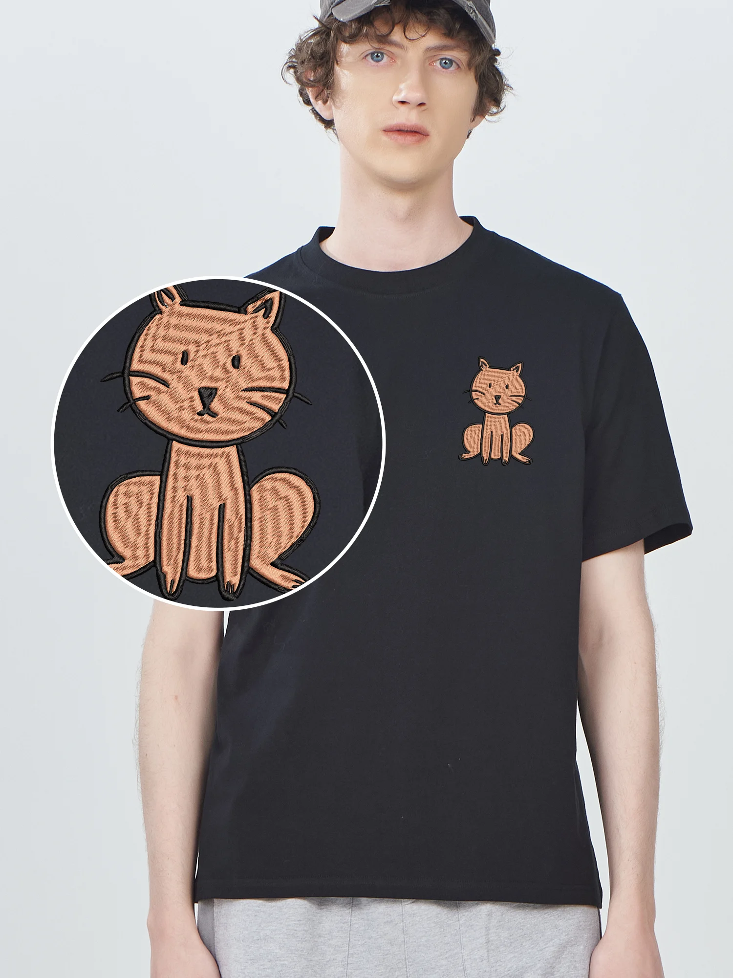 Lovely Cat Embroidered Short Sleeve Funny T Shirts Men Cotton Comfortable High Quality Couple Summer T-Shirt 
Lovely Cat Embroidered Short Sleeve Funny T Shirts Men Cotton Comfortable High Quality Couple Summer T-Shirt