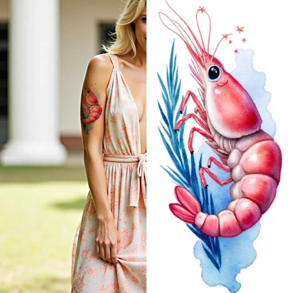 12pcs Temporary Tattoo Shrimp Realistic Temporary Tattoos Jellyfish Squid Colorful Realism Striped Fish For Shoulders Back
12pcs Temporary Tattoo Shrimp Realistic Temporary Tattoos Jellyfish Squid Colorful Realism Striped Fish For Shoulders Back