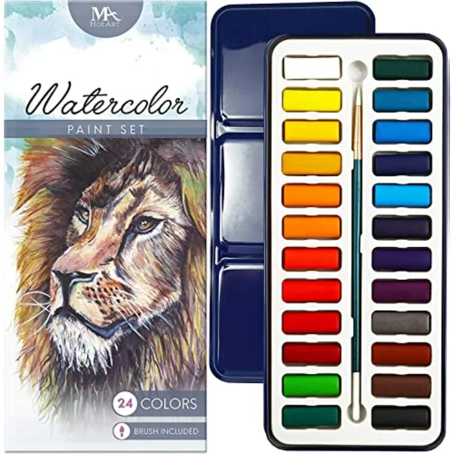 Watercolor Paint Essentials Set with Lightweight and Portable Metal Box Design Featuring 3Part Lid Partition for Easy Color Mix
Watercolor Paint Essentials Set with Lightweight and Portable Metal Box Design Featuring 3Part Lid Partition for Easy Color Mix