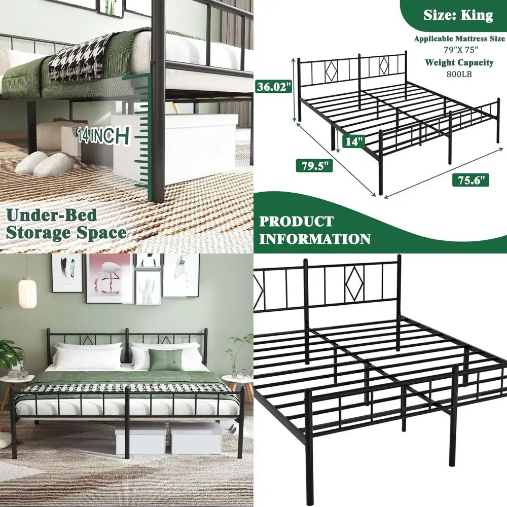 Черный каркас кровати размера «king-size» с местом для хранения вещей, изголовьем, изножьем, металлическими рейками, без коробчатой пружины, простая сборка, бесшумный
Черный каркас кровати размера «king-size» с местом для хранения вещей, изголовьем, изножьем, металлическими рейками, без коробчатой пружины, простая сборка, бесшумный