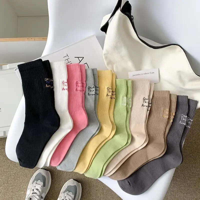 Women's Stockings Kawaii Solid Color Monogram Embroidery Fashion Style Colorful Leisure Simple Long Cotton Woman Socks Set
Women's Stockings Kawaii Solid Color Monogram Embroidery Fashion Style Colorful Leisure Simple Long Cotton Woman Socks Set