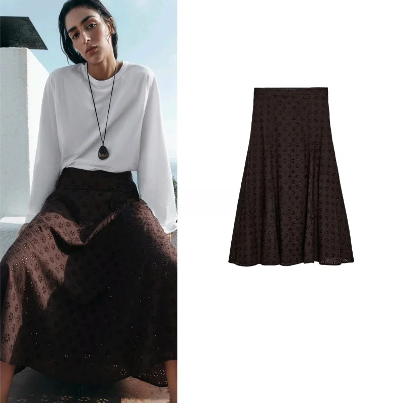 Spring New Arrival Women's Casual Style Embroidered Hollow out A-Line Midi Skirt Standard Fit Polyester Fiber mid Waist
Spring New Arrival Women's Casual Style Embroidered Hollow out A-Line Midi Skirt Standard Fit Polyester Fiber mid Waist