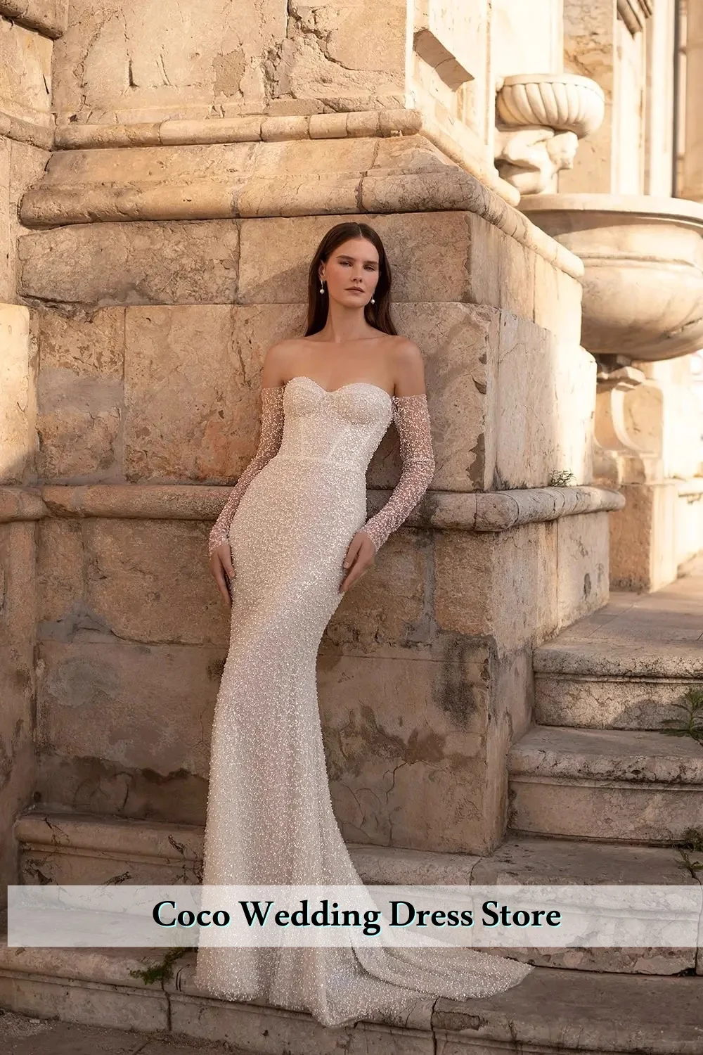 Customized Sweetheart 3/4 Sleeve mermaid Wedding Dress Backless Zipper Custom Size And Removable Bridal Gown Vestidos De Novia
Customized Sweetheart 3/4 Sleeve mermaid Wedding Dress Backless Zipper Custom Size And Removable Bridal Gown Vestidos De Novia