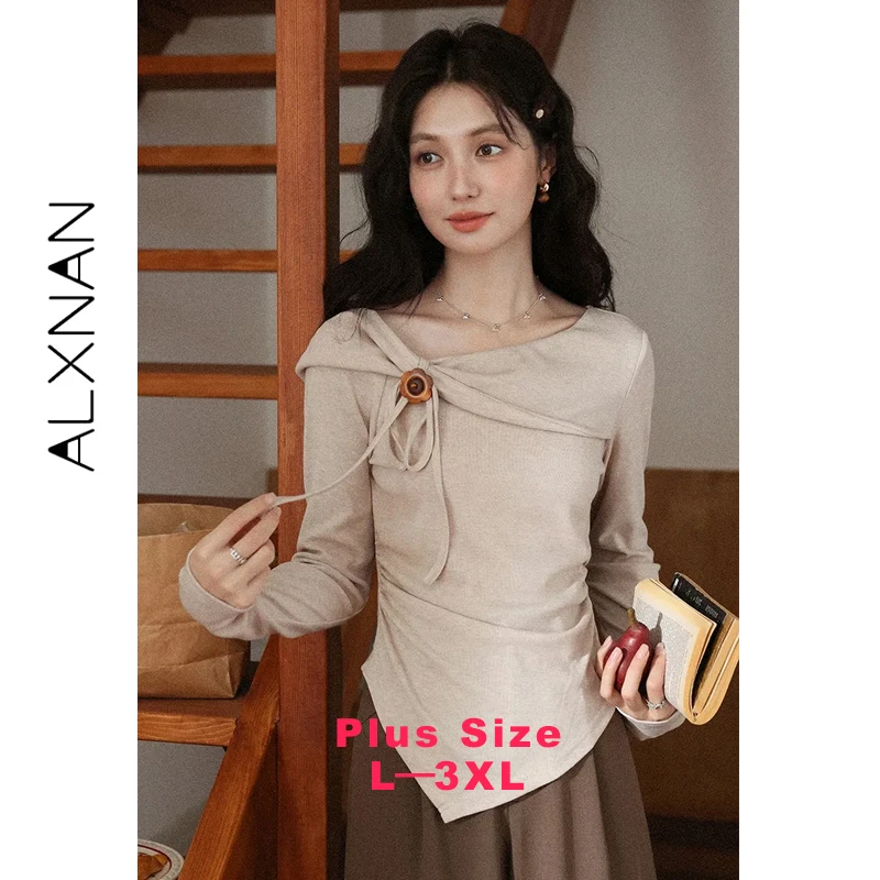ALXNAN Plus Size Long-Sleeve T-shirts Irregular Hem Slanted Shoulder Women's Top Autumn Flower Tie Casual Gentle Pullover D12522
ALXNAN Plus Size Long-Sleeve T-shirts Irregular Hem Slanted Shoulder Women's Top Autumn Flower Tie Casual Gentle Pullover D12522