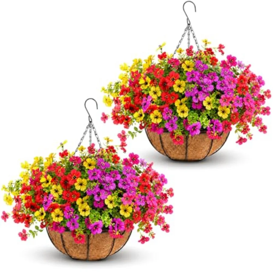 2 Pack Artificial Hanging Flowers for Outdoors, 24 Pcs UV Resistant Faux Mums Flowers with 2 Hanging Baskets, Fake Hanging Plan
2 Pack Artificial Hanging Flowers for Outdoors, 24 Pcs UV Resistant Faux Mums Flowers with 2 Hanging Baskets, Fake Hanging Plan