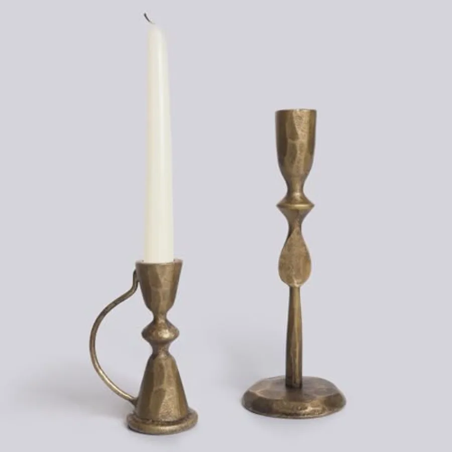 Antique Brass Cast Iron Candle Holders Set of 2 Vintage Decorative Taper Candlesticks for Table Centerpieces and Home Decor
Antique Brass Cast Iron Candle Holders Set of 2 Vintage Decorative Taper Candlesticks for Table Centerpieces and Home Decor