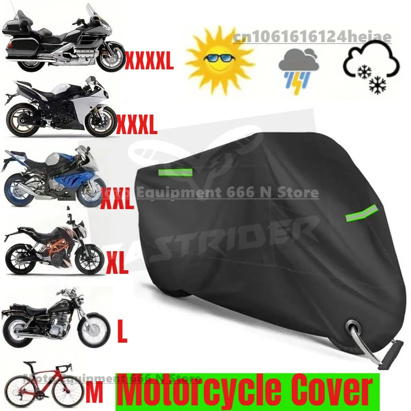 190T водонепроницаемый чехол для мотоцикла, уличный универсальный мотоциклетный брезент, УФ-дождь, снег, защитный чехол от пыли, дождя, солнцезащитный козырек
190T водонепроницаемый чехол для мотоцикла, уличный универсальный мотоциклетный брезент, УФ-дождь, снег, защитный чехол от пыли, дождя, солнцезащитный козырек